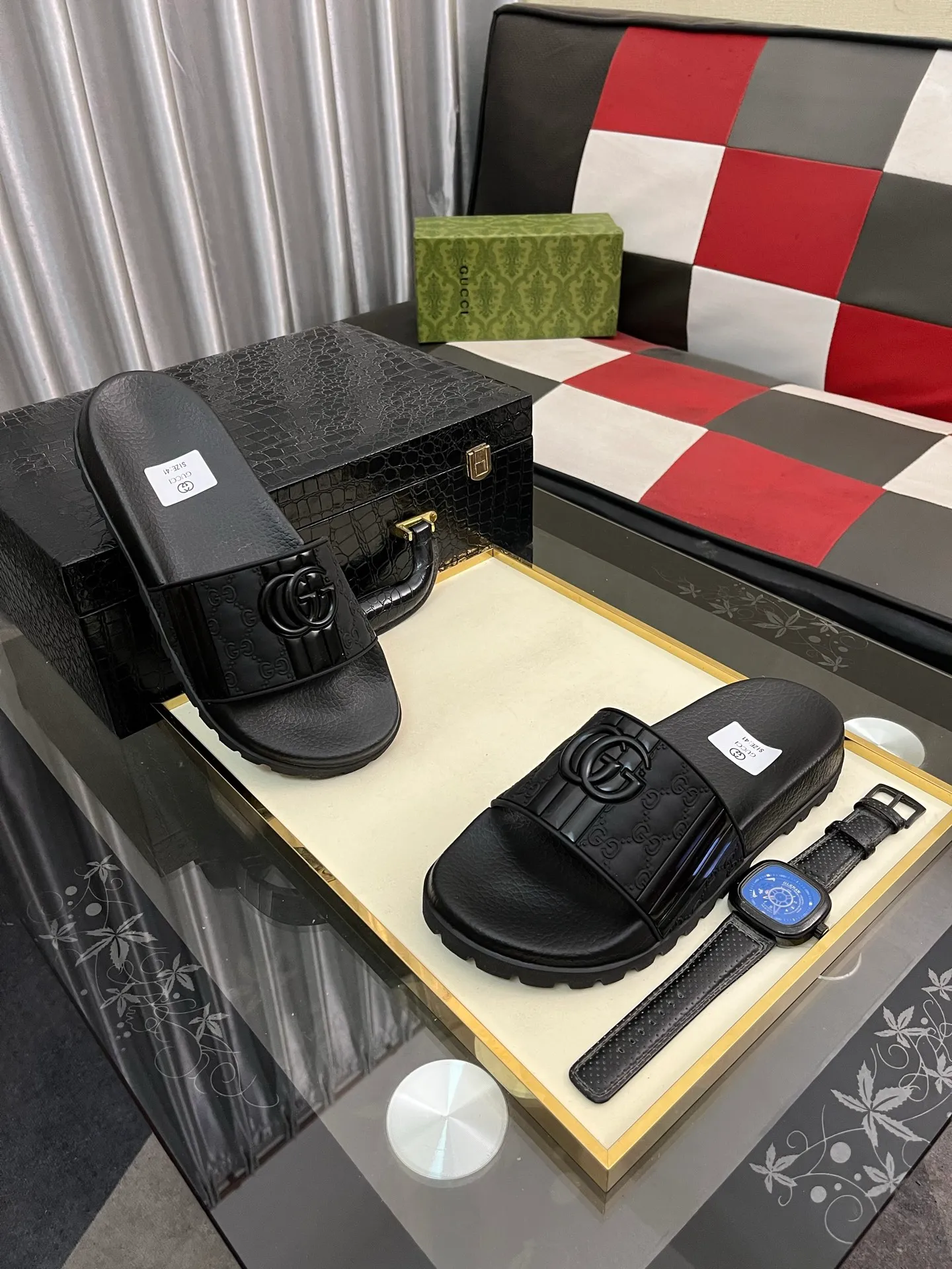 Men's men's shoes💰260⌚️⌚️ＧＵＣＣＩ.Gucci.Official website 1:1 popular slippers hot sale! Original original material 🩴 SIZE: 38-46 (45.46 non-refundable)